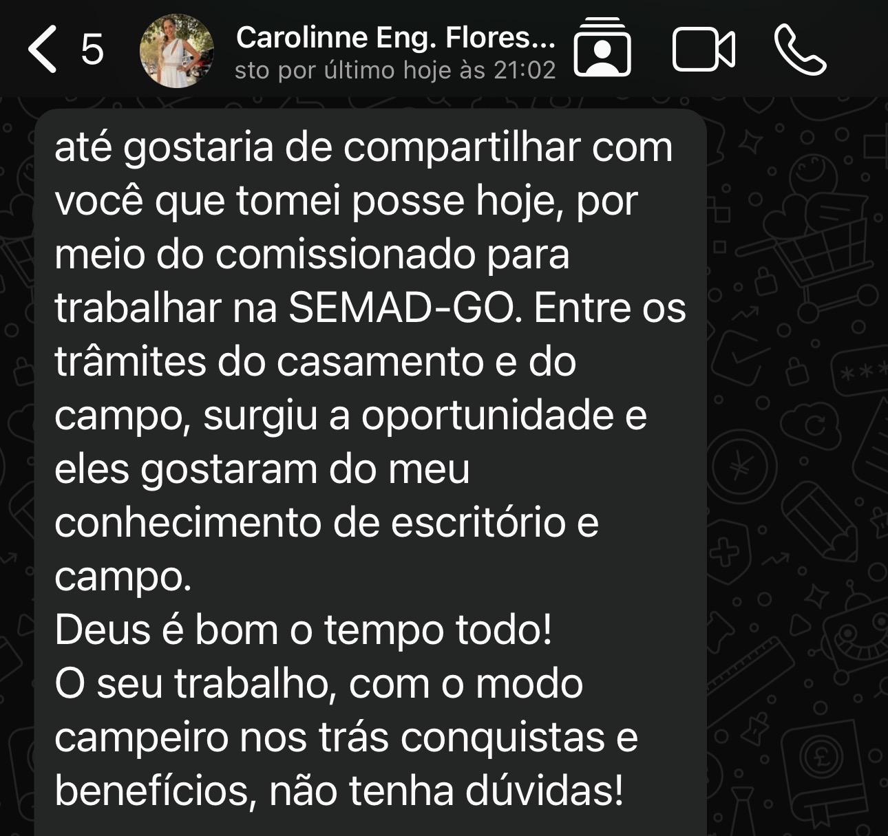 Print de feedback positivo de aluno sobre a Id. Species